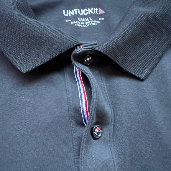 UNTUCKit Men's Black 100% Cotton Short Sleeve Polo Shirt Red Logo Casual Small - Picture 4 of 10